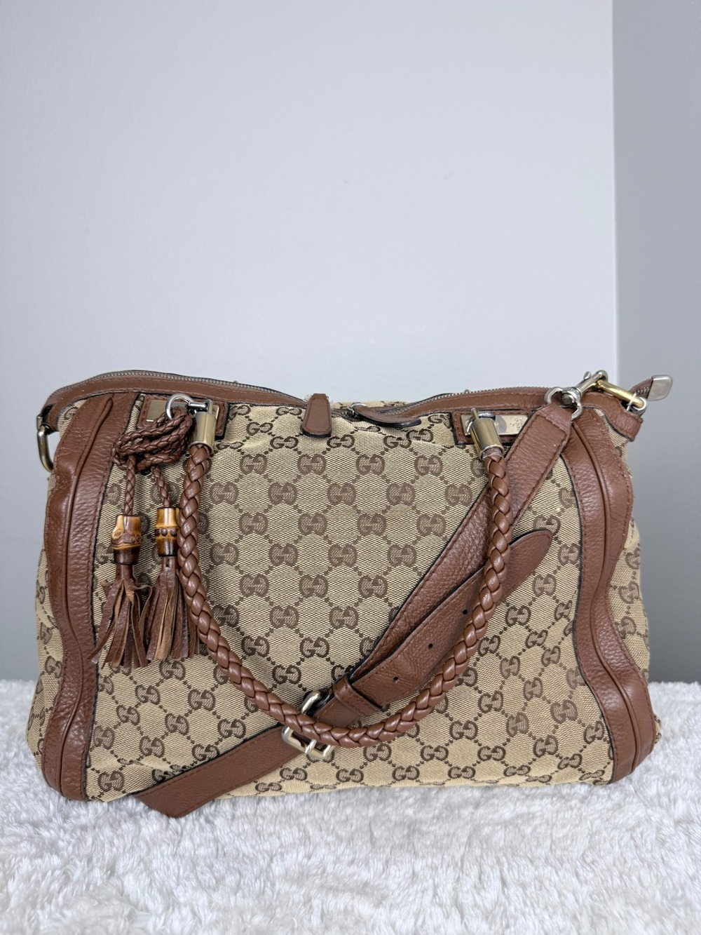 Gucci Bella GG Brown GG Canvas and Leather Shoulder Bag